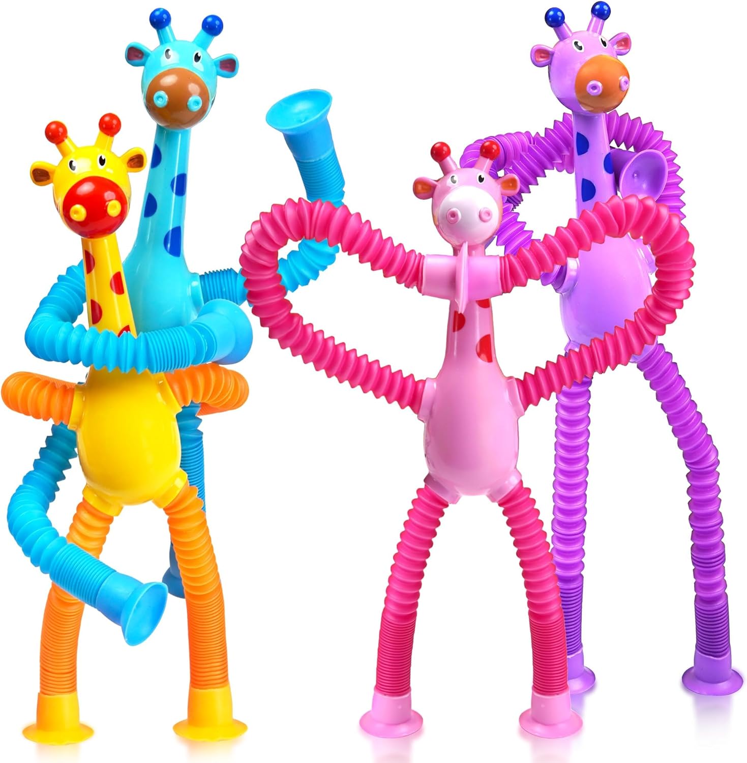 Travel Accessories Gift Basket - Giraffe Sensory Travel Toys 4Pcs Suction