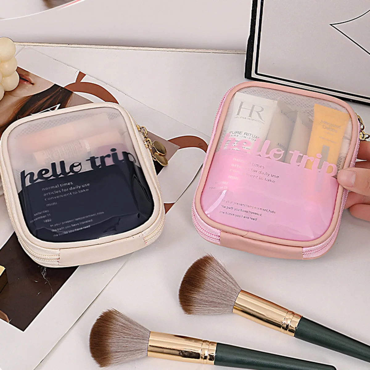 Travel Accessories Toiletries - Transparent Portable Cosmetic Pouch Lipstick Organizer