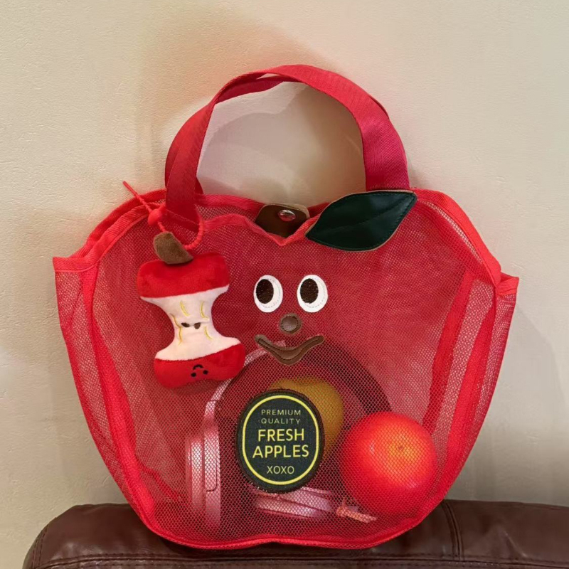 Cute Apple Mesh Handbag Niche  - Travel Accessories Toiletries review and price