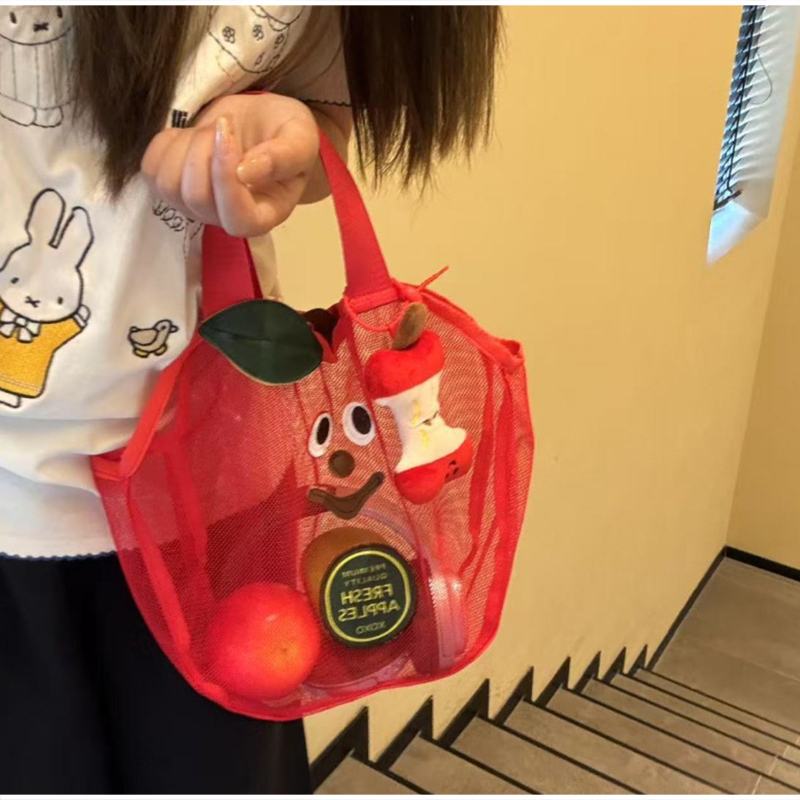 Cute Apple Mesh Handbag Niche  - Travel Accessories Toiletries review and price
